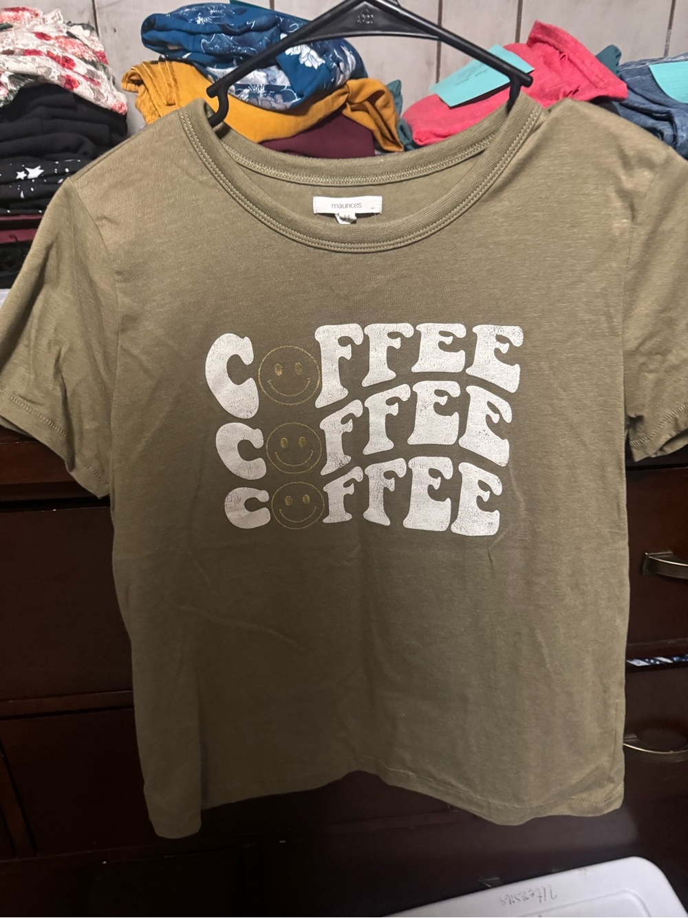 Maurices Olive Green "Coffee" Graphic Tee